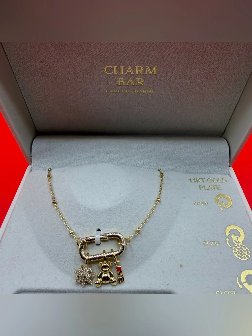 Charm Bar 14K Gold Plate Multi-Charm Necklace Set - Gold